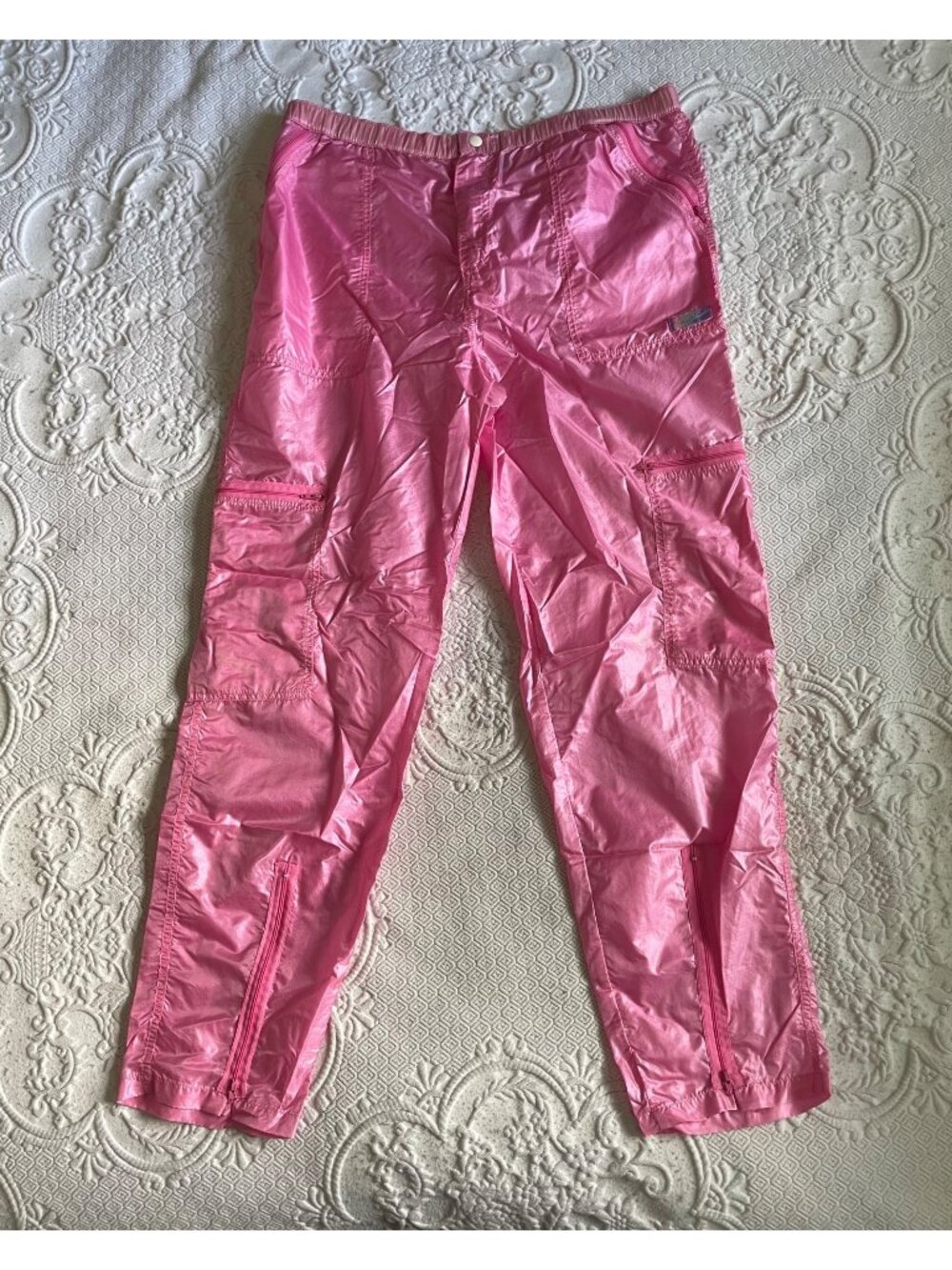 Vintage 1980s Nike Oink Parachute Pants Shiny Metallic Cargo Track Pants Size XL